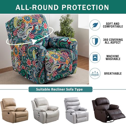 NILUOH Recliner Covers 4 Pieces Stretch Lazy Boy Recliner Chair Covers That Stay in Place, Covers for Electric Power Lift Reclining Chair, Washable Furniture Protector for Pet, Kids, Living Room - Image 5