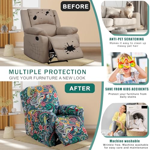 NILUOH Recliner Covers 4 Pieces Stretch Lazy Boy Recliner Chair Covers That Stay in Place, Covers for Electric Power Lift Reclining Chair, Washable Furniture Protector for Pet, Kids, Living Room - Image 4