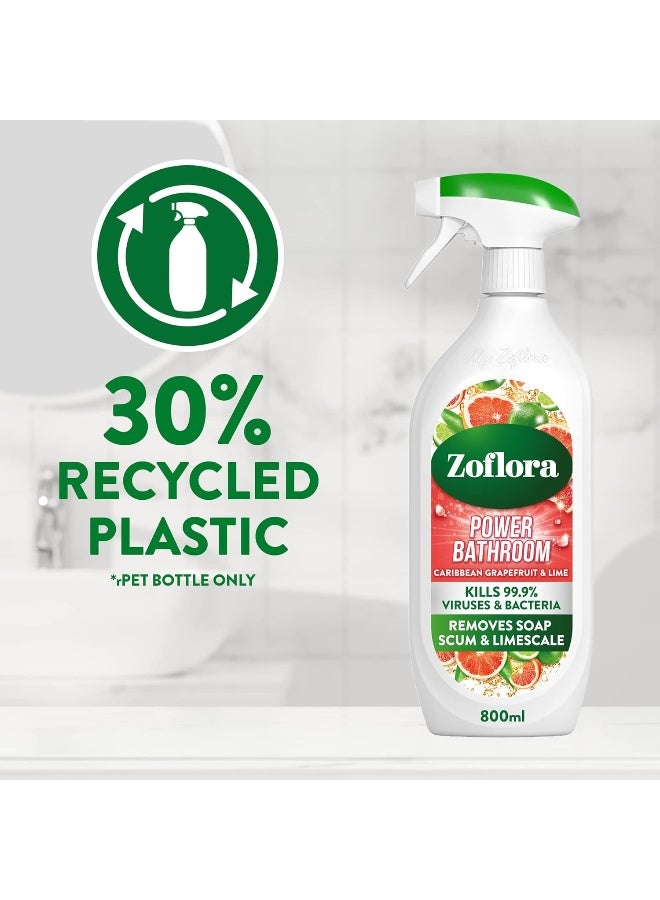 Zoflora Caribbean Grapefruit & Lime Power Bathroom Cleaner 800ml - Image 3