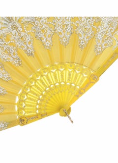 واي آند دي Vintage Folding Hand Fan, KASTWAVE Gold Decoration Handheld Fan Fabric for Wedding Dancing Party 6pcs  - Image 2