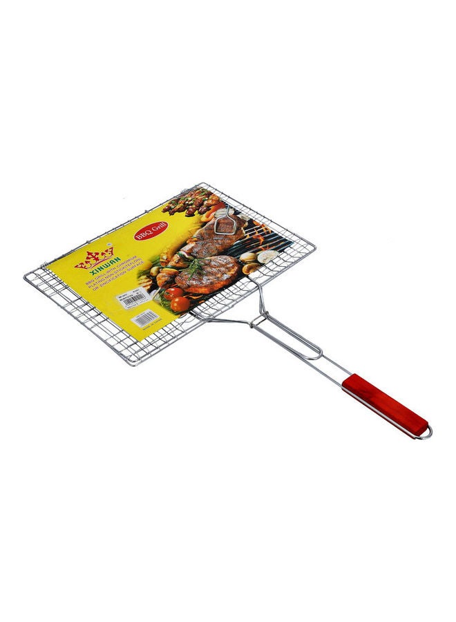 Royalford Foldable Portable Stainless Steel Barbecue Grill Indoor And Outoor Silver/Red 43x30x70cm - Image 3