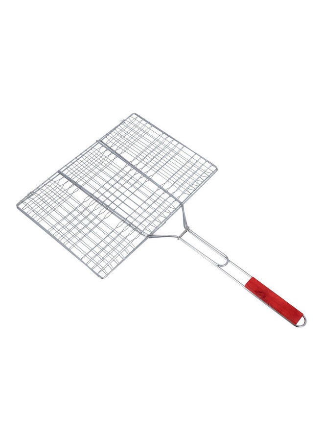 Royalford Foldable Portable Stainless Steel Barbecue Grill Indoor And Outoor Silver/Red 43x30x70cm - Image 1