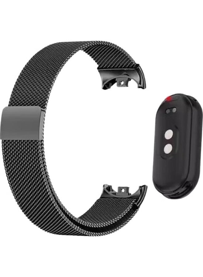 CHENSONG Compatible With Xiaomi Band 8/Nfc Version Strap, Xiaomi Band 9 Strap, Metal Milanese Magnetic Buckle Wristband, Universal For 8Th Generation Band, Silver Chain - Image 1