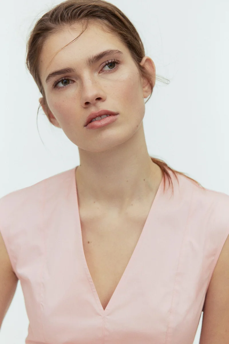 اتش اند ام فستان من القطن والبوبلين