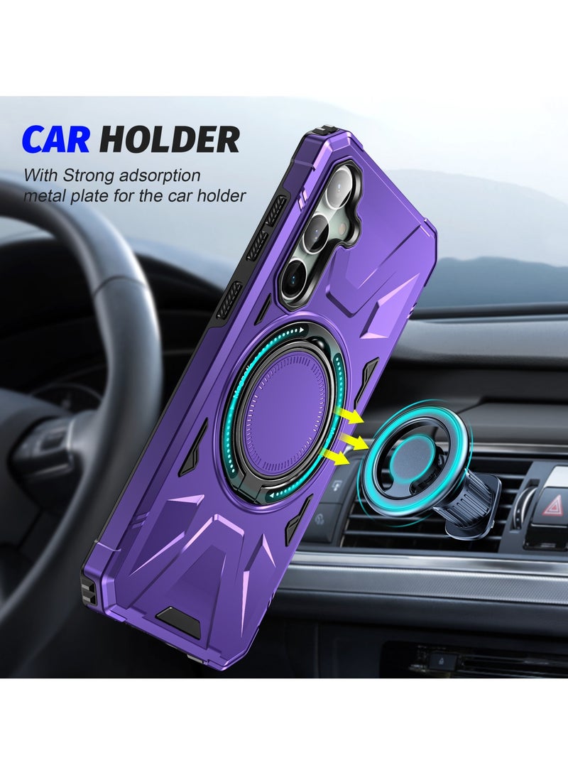 GOLDEN MASK GOLDEN MASK For Samsung Galaxy A34 Case Mag-Safe Magnetic Shockproof Phone Case with Ring Holder (Purple) - Image 2