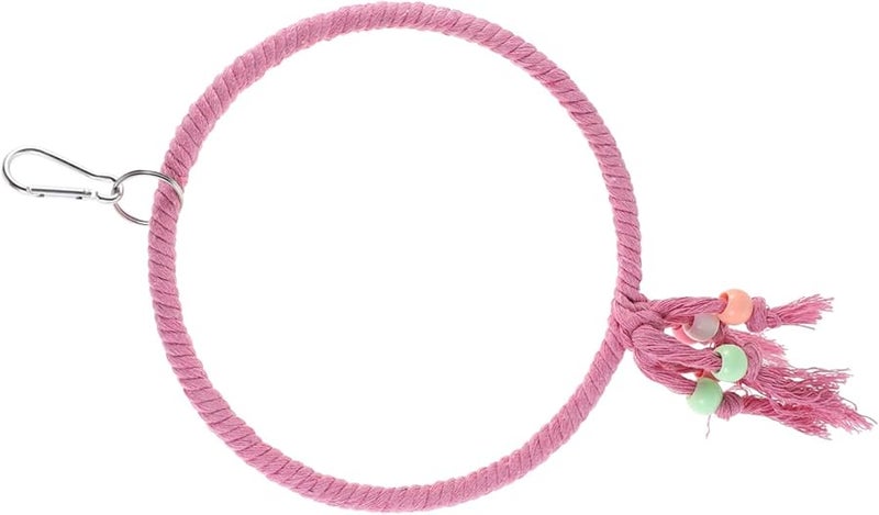 Large Pink Rope Bird Swing Chew Resistant Perch for Parakeets Cockatiels Cage - Image 1