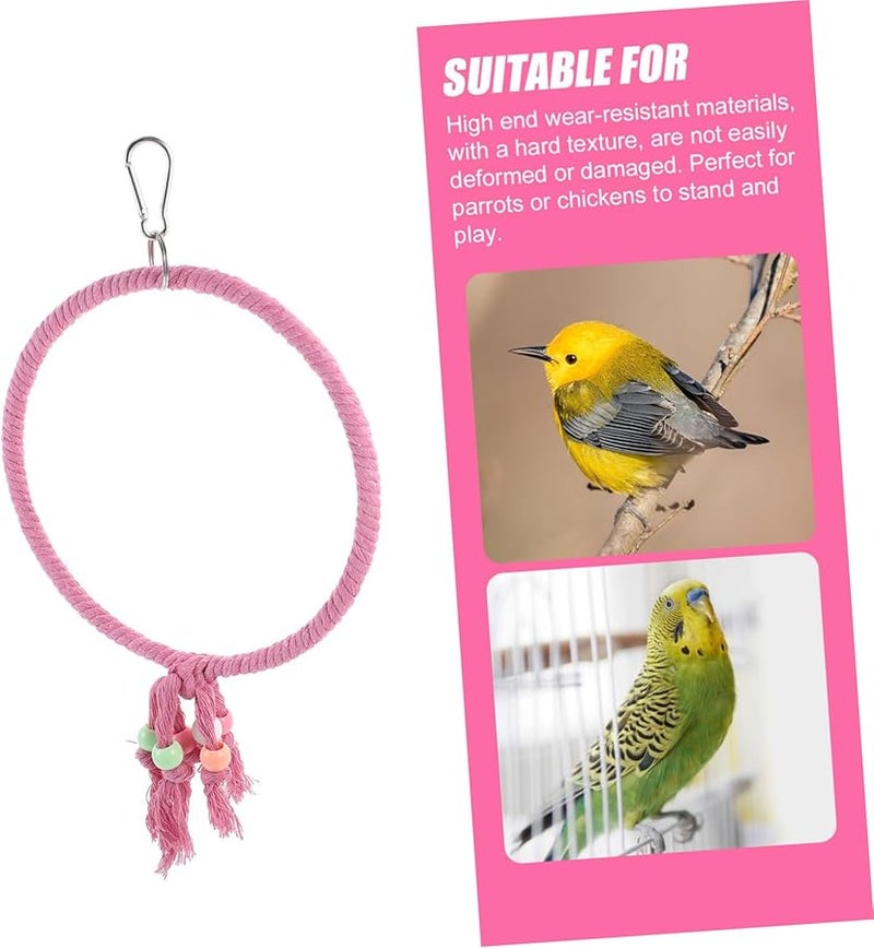 Large Pink Rope Bird Swing Chew Resistant Perch for Parakeets Cockatiels Cage - Image 4