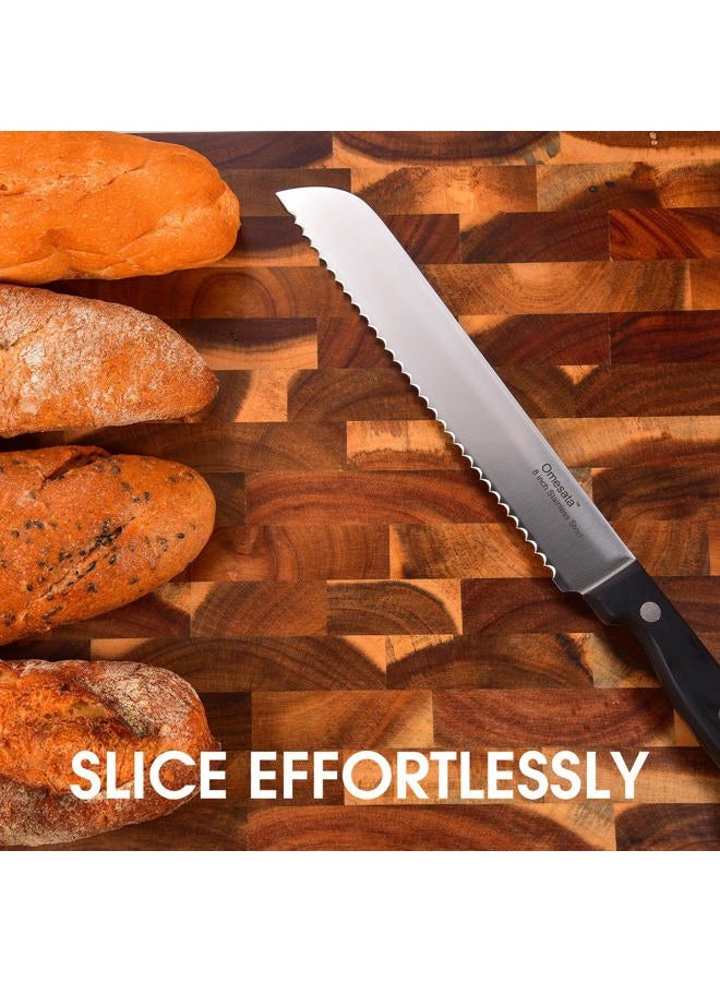 Omesata Bread Knife, Serrated 8 inch Bread Knifes for Homemade Bread Sourdough, Blade Razor Sharp and Wavy Edge from Professional Stainless Steel - Image 4