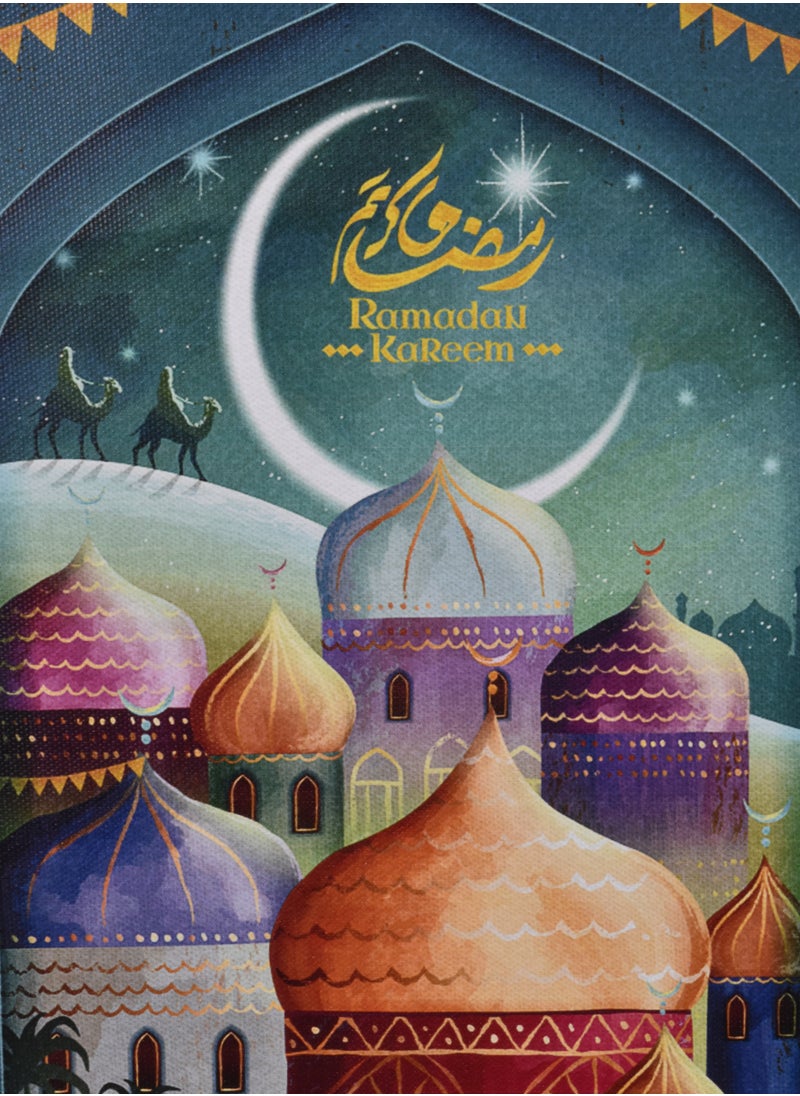 FUN MOMENT - Two pendants in the shape of a crescent with a lantern, Ramadan decorations with lights - 2 pieces - Image 1
