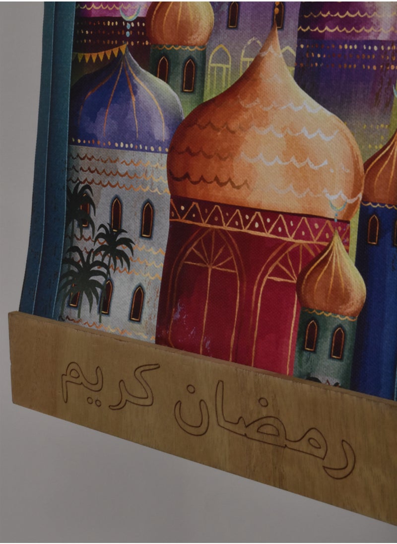 FUN MOMENT - Two pendants in the shape of a crescent with a lantern, Ramadan decorations with lights - 2 pieces - Image 1