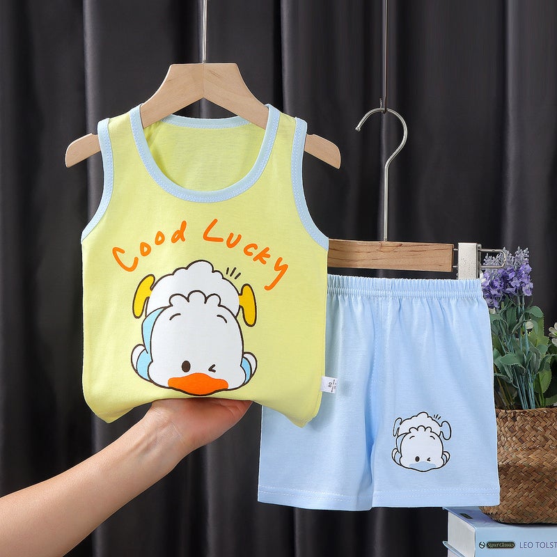 Kids Summer Cotton Vest Set E11-Lucky Duck 