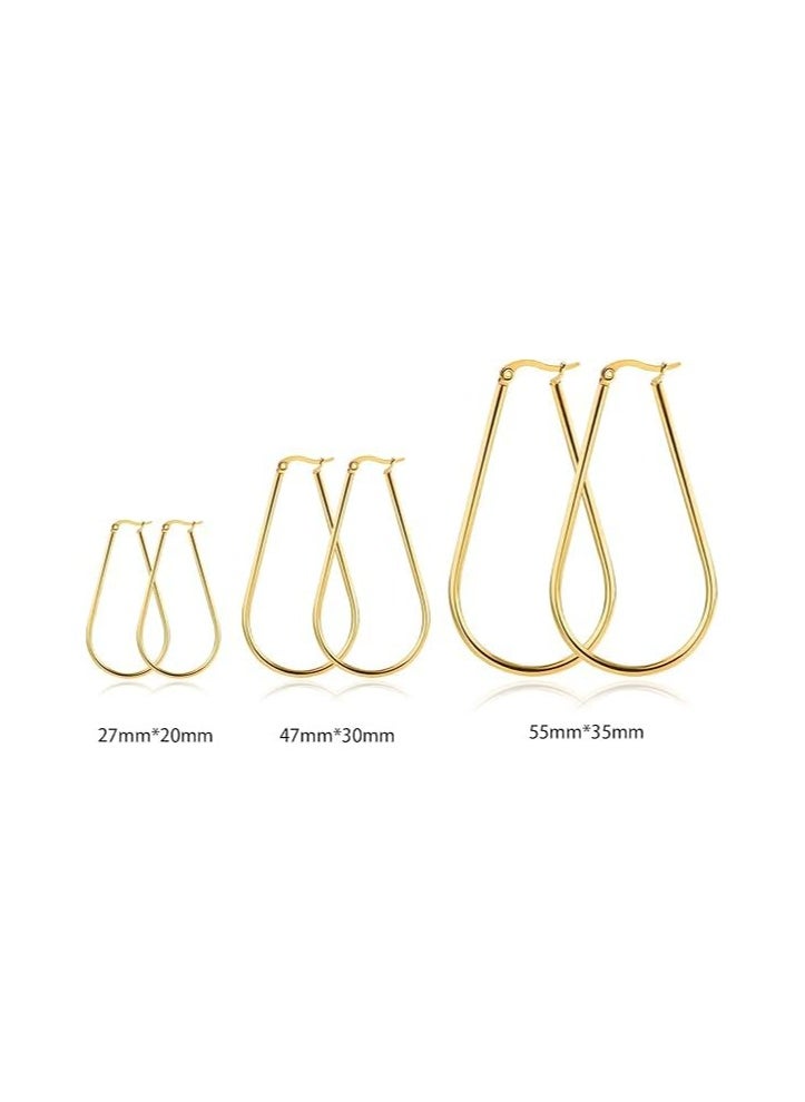 Fayrouz Jewellery Fayruz Jewelry Titanium Steel Geometric Gold Earrings for Men Women Hypoallergenic Huggie Hoop Earrings Set for Cartilage Piercing Suitable for All Occasions  - Image 4