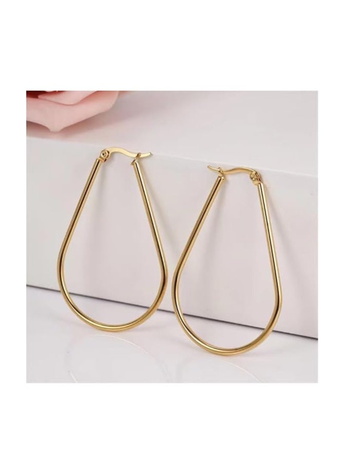 Fayrouz Jewellery Fayruz Jewelry Titanium Steel Geometric Gold Earrings for Men Women Hypoallergenic Huggie Hoop Earrings Set for Cartilage Piercing Suitable for All Occasions  - Image 5