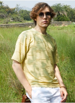 كامبوس سوترا Men's Naples Yellow Solid Creased T-Shirt  - Image 1