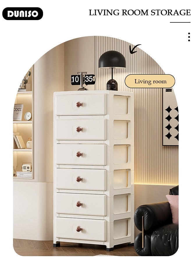 DUNISO Multipurpose Plastic 5-Drawer Storage Cabinet for Kitchen, Bathroom, Bedroom,Kitchen,Living Room,Office,Multifunctional Waterproof Design 5-Tier Vertical Storage Cabinets With Drawers, Slim Narrow Cabine  - Image 5