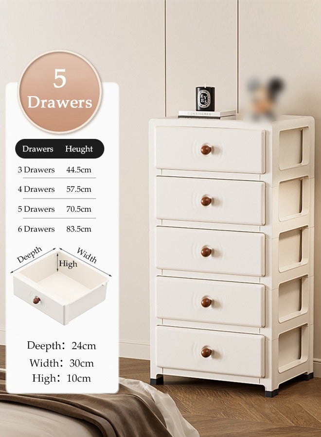 DUNISO Multipurpose Plastic 5-Drawer Storage Cabinet for Kitchen, Bathroom, Bedroom,Kitchen,Living Room,Office,Multifunctional Waterproof Design 5-Tier Vertical Storage Cabinets With Drawers, Slim Narrow Cabine  - Image 1