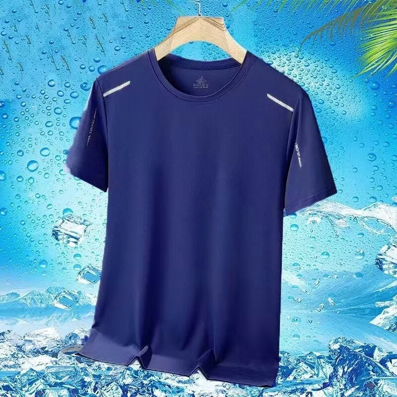 Short-sleeved T-shirt Men's Summer 2024 New Fashion Brand Ice Silk Thin Printed T-shirt Loose Casual Half-sleeved Top - Image 3
