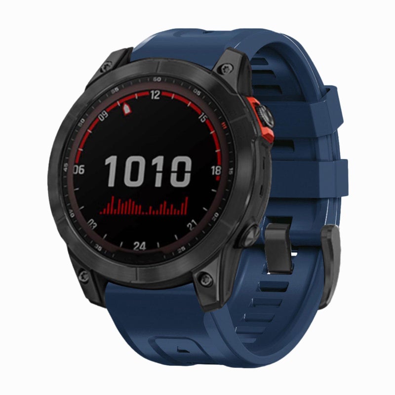 OUTVI 26 watch band compatible with garmin fenix 5x 6x Pro 7x 3 hr quick fit 26mm bands replacement for Epix Pro Gen 2 51mm Enduro 2 Descent Mk1 Mk2 Mk2i Mk3i tactix soft silicone men women Dark Blue - Image 1