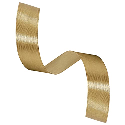 HLOMVE Solid Color Champagne Gold Satin Ribbon, 1 Inches x 25 Yards Fabric Satin Ribbon for Gift Wrapping, Crafts, Hair Bows Making, Wreath, Wedding Party Decoration and Other Sewing Projects - Image 2