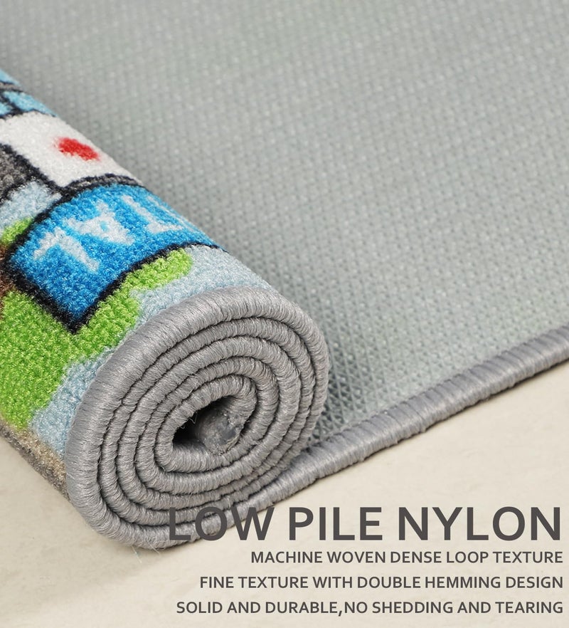 VSIWB Kids Carpet Playmat Rug 5'2''x3'3'', Kids Rugs for Bedroom, Non-Slip Town City Road Map Car Rugs for Kids Toy Cars, Track Carpet Play Rug for Playroom Classroom Decor (Sky Blue) - Image 3