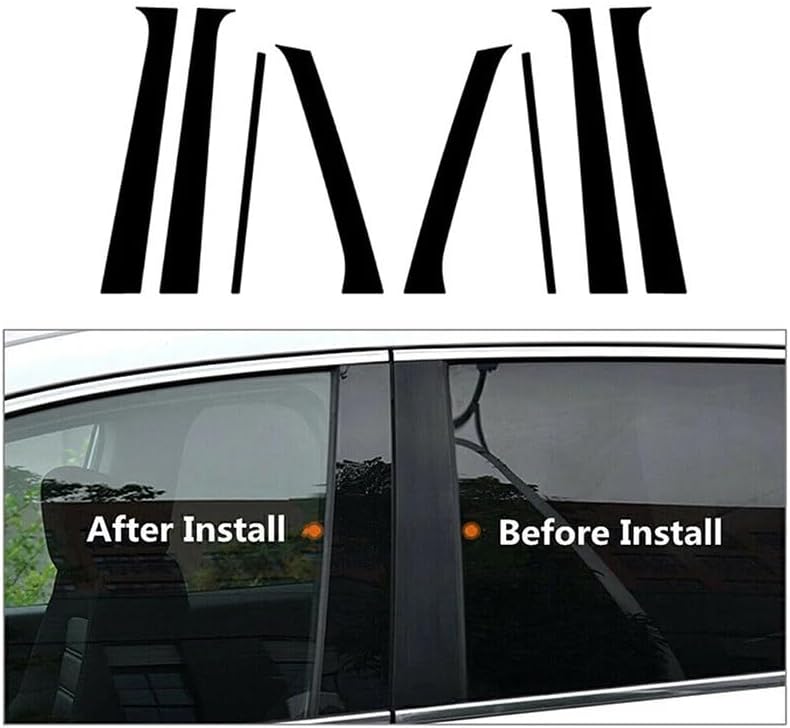 DEMULAX 8Pcs Glossy Black Door Window Pillar Posts Cover - Image 2