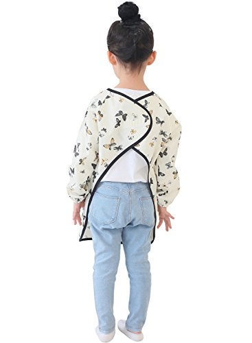 Plie Kids Painting Apron – Waterproof Long Sleeve Art Smock for Toddlers & Preschoolers, Messy Play, Baking, Crafts, Cooking, Sensory Activities (Ages 1–10), Butterfly Print (38-M) - Image 2