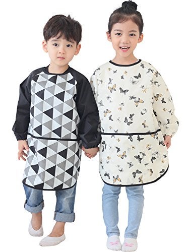 Plie Kids Painting Apron – Waterproof Long Sleeve Art Smock for Toddlers & Preschoolers, Messy Play, Baking, Crafts, Cooking, Sensory Activities (Ages 1–10), Butterfly Print (38-M) - Image 3