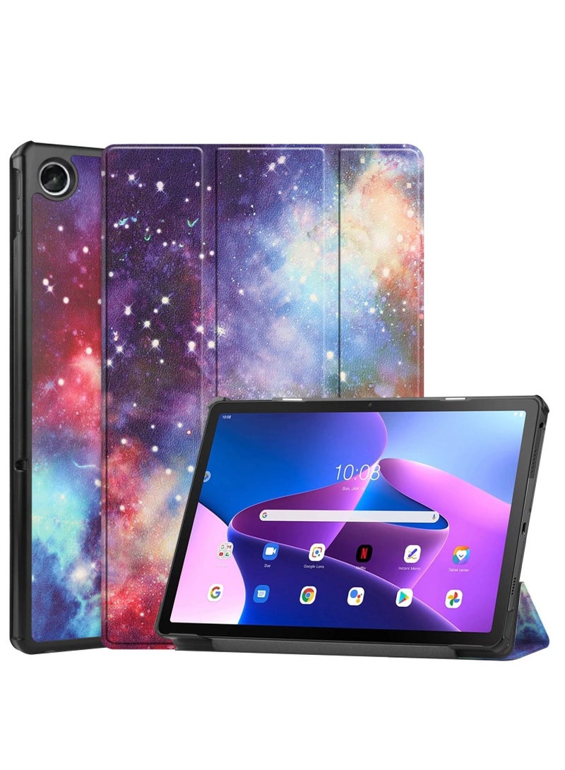 Case Compatible with Lenovo Tab M10 Plus (3rd Gen) 10.6 Inch 2022 Tablet PU Leather Slim Frosted Hard Shell Tri-fold Protective Cover(Milky Way)