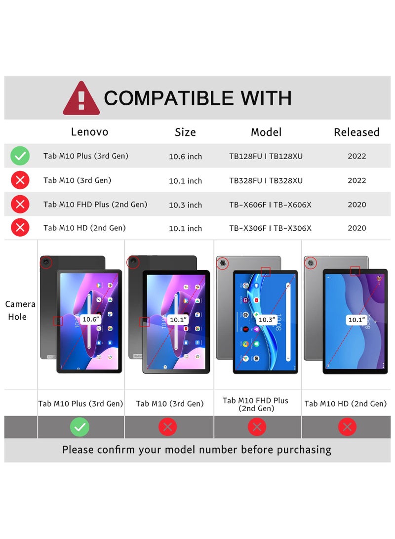Case Compatible with Lenovo Tab M10 Plus (3rd Gen) 10.6 Inch 2022 Tablet PU Leather Slim Frosted Hard Shell Tri-fold Protective Cover(Milky Way)