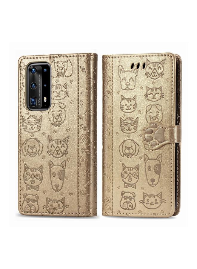 Zaboon Case For Huawei P40 Pro Cute Cat and Dog Embossed Horizontal Flip Leather Case with Bracket / Card Slot / Wallet / Lanyard - Image 2