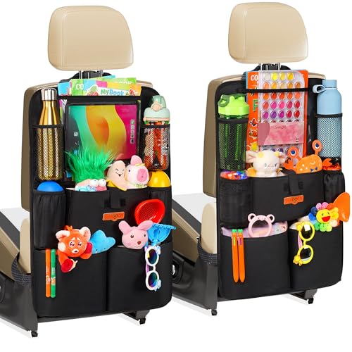 SURDOCA Car Organizers and Storage, Upgraded Car Seat Organizer with 11-inch Touch Screen Tablet Holder, Backseat Car Organizer with 8 Pockets, Car Seat Protector Road Trip Essentials for Kids - Image 1