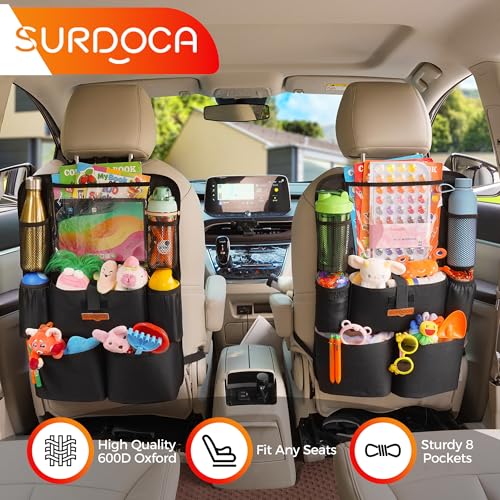 SURDOCA Car Organizers and Storage, Upgraded Car Seat Organizer with 11-inch Touch Screen Tablet Holder, Backseat Car Organizer with 8 Pockets, Car Seat Protector Road Trip Essentials for Kids - Image 4