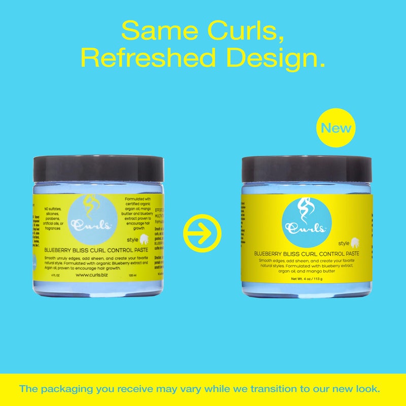 Curls Blueberry Bliss Control Paste - 4 fl oz, For Wavy, Curly, and Coily Hair Types, Smoothes Out and Slicks Down Edges, Tames Frizz & Adds Sheen - Image 2