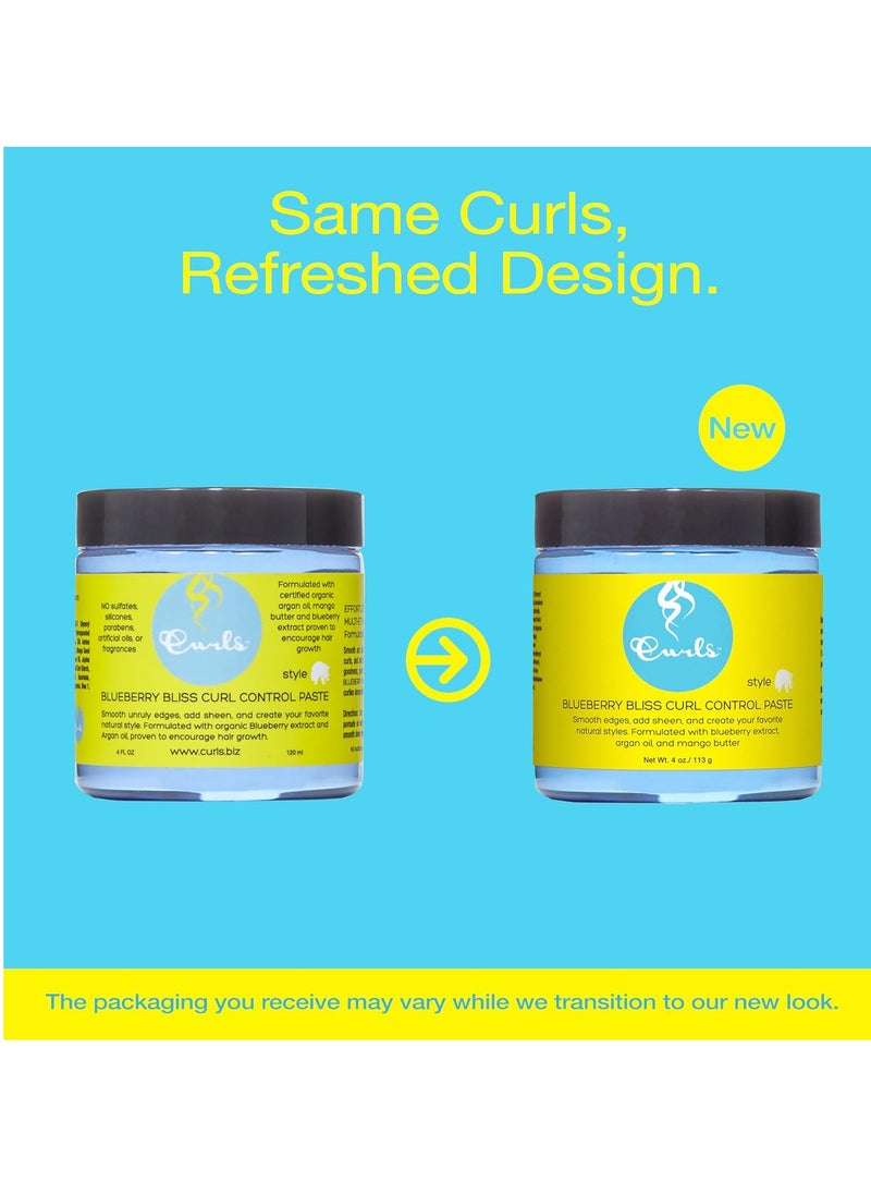 Curls Curls Blueberry Bliss Control Paste - 4 fl oz, For Wavy, Curly, and Coily Hair Types, Smoothes Out and Slicks Down Edges, Tames Frizz & Adds Sheen  - Image 2