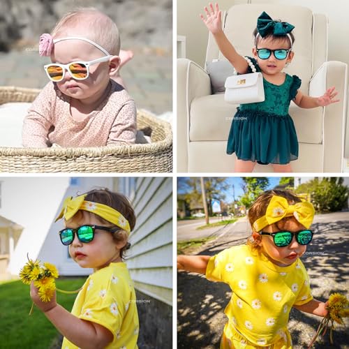 COASION Bendable Flexible Polarized Baby Sunglasses with Strap for Newborn Infant Boys Girls Age 0-24 Months CA9018 (Matte Black/Gray) - Image 2