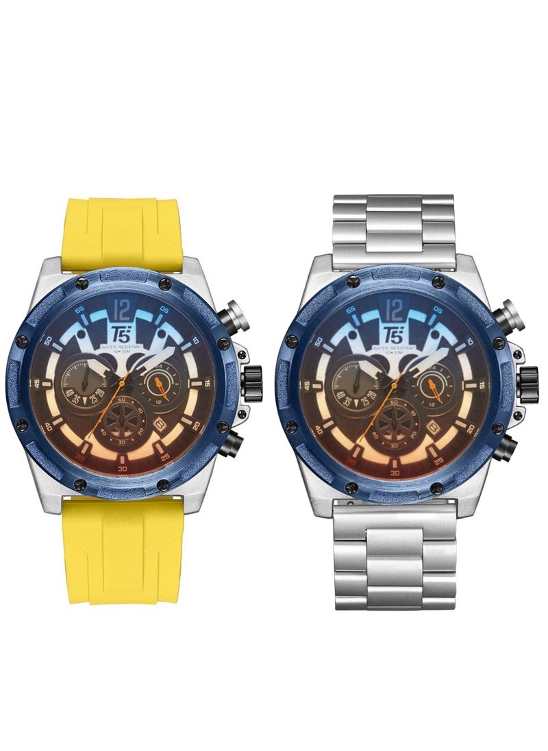 T5 Watches - T5 Set watch Quartz Men Silicone / stainless strap Watch - Image 1