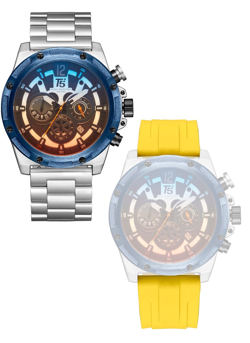 T5 Watches - T5 Set watch Quartz Men Silicone / stainless strap Watch - Image 1
