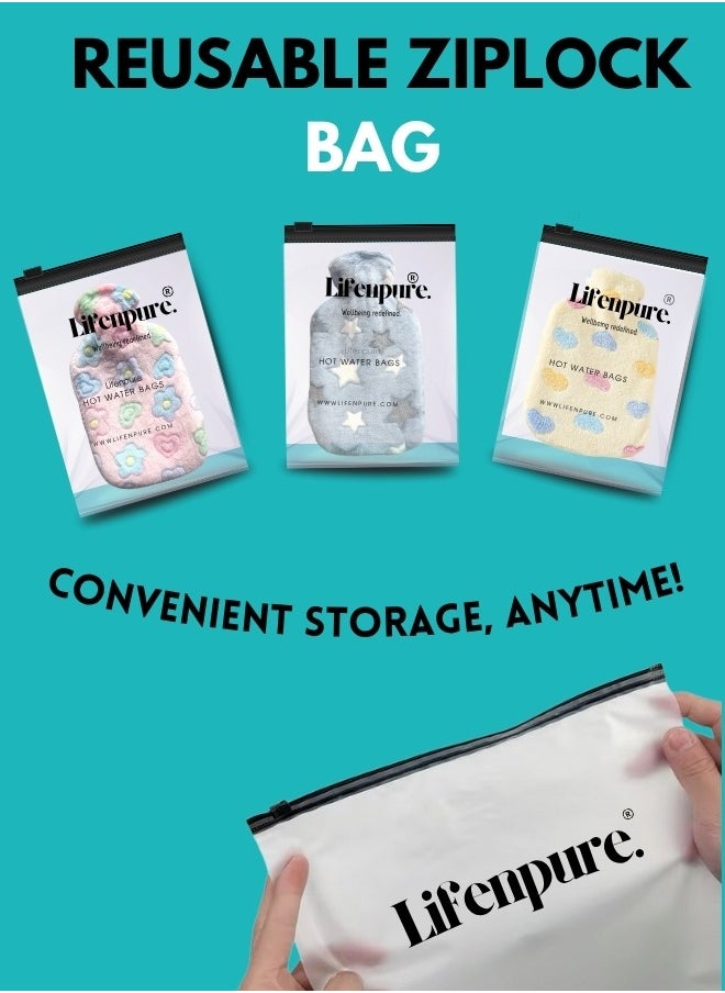 Lifenpure Lifenpure 2 Ltr Soft Hot Water Bag In Reusable Ziplock Clear Pouch Bag Classic Style For Body Shoulder Cramps Neck Pain Relief  - Image 2