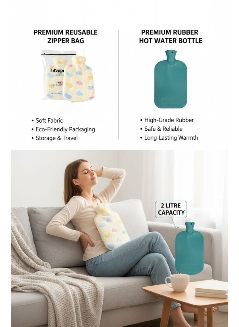 Lifenpure 2 Ltr Soft Hot Water Bag In Reusable Ziplock Clear Pouch Bag Classic Style For Body Shoulder Cramps Neck Pain Relief - Image 2