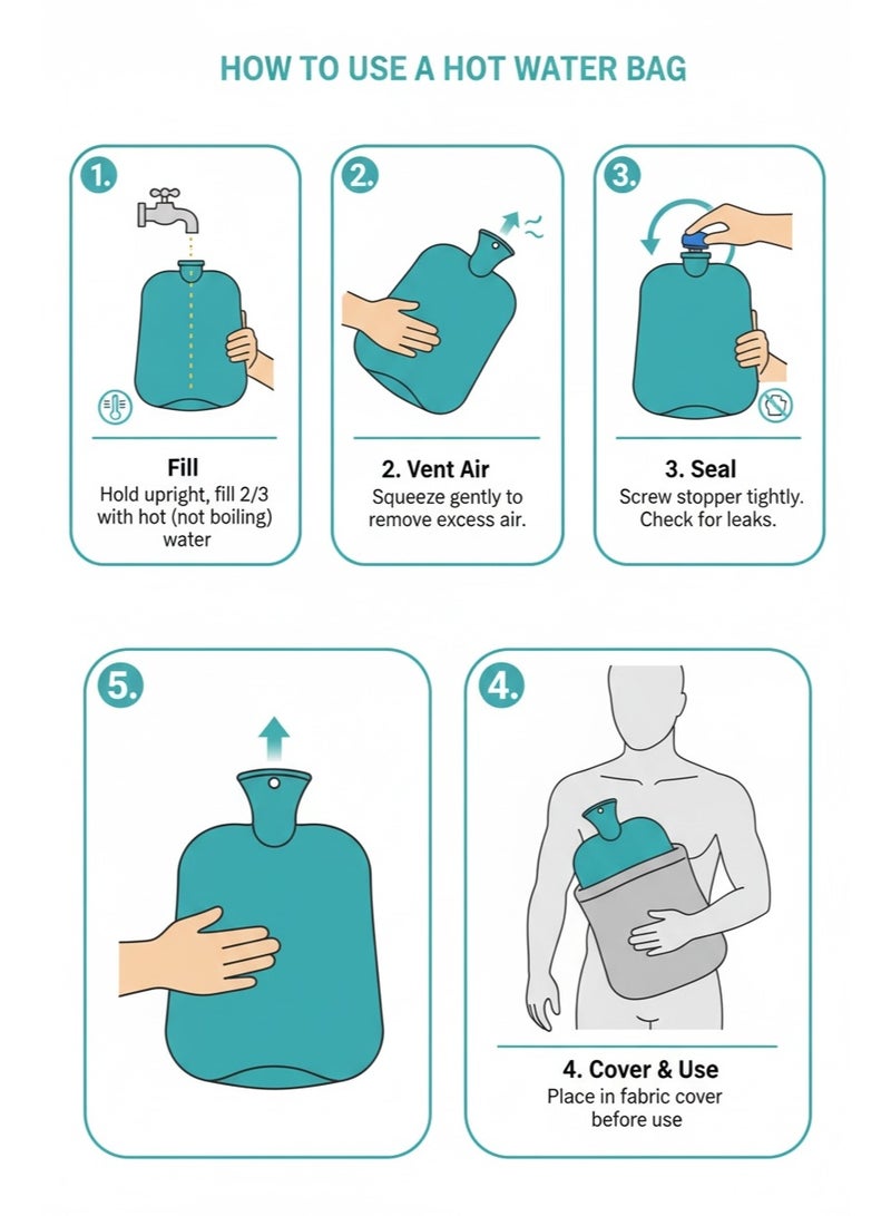 Lifenpure 2 Ltr Soft Hot Water Bag In Reusable Ziplock Clear Pouch Bag Classic Style For Body Shoulder Cramps Neck Pain Relief - Image 4