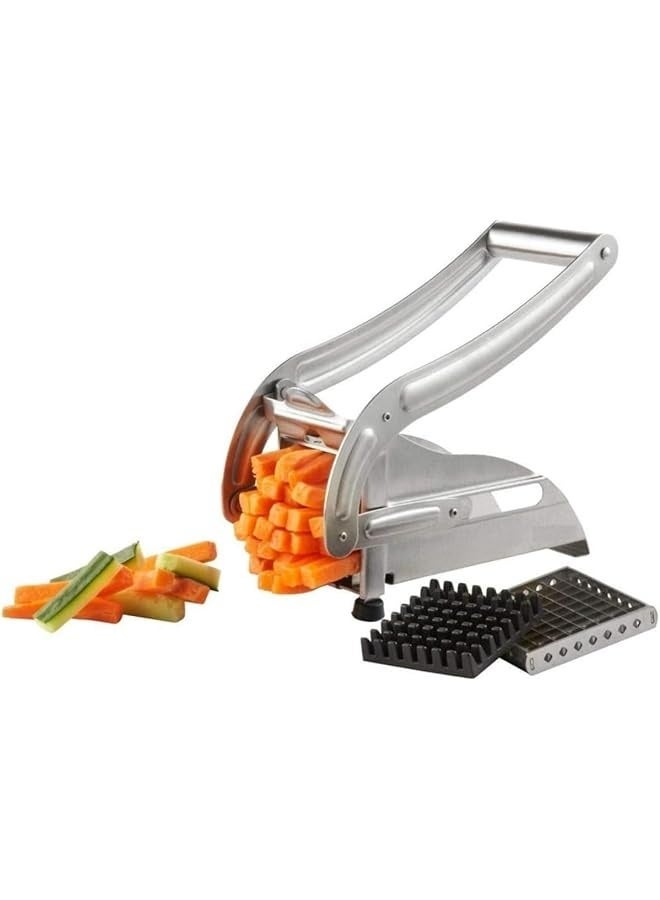 PROMASS French Fry Cutter Stainless Steel – Professional Heavy-Duty Potato Slicer with 2 Interchangeable Blades for Thick or Thin Fries – Manual Vegetable Cutter for Potatoes, Carrots, Cucumbers & More – Easy to Use, Non-Slip Base, Rust-Resistant Design  - Image 2