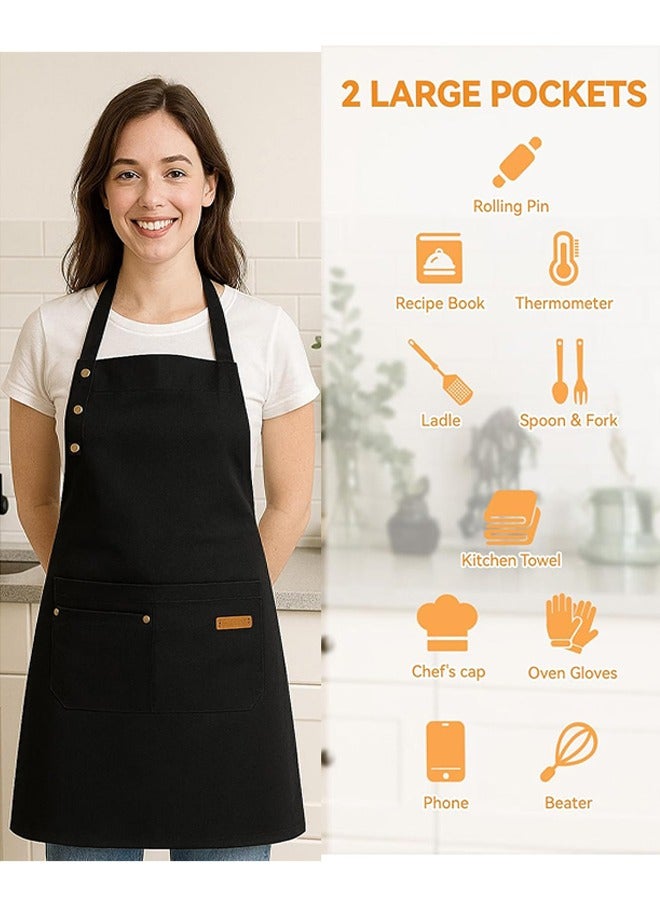 Kitchen Apron, 1 Pack Unisex Cooking with Apron Adjustable Straps and Large Pockets, Waterproof Apron for Home,  Kitchen, Restaurant, Coffee House - Image 3