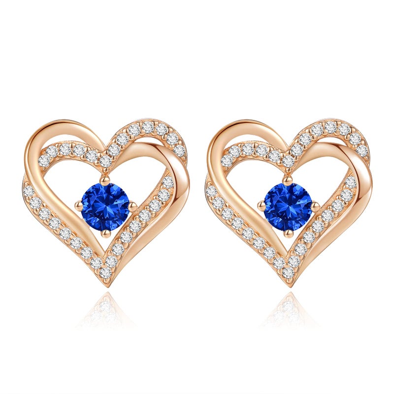 CDE Forever Love Heart Stud Earrings for Women, 925 Sterling Silver Birthstone Heart Stud Earrings Christmas Day Mother's Day Gift Anniversary Birthday Jewelry Gifts for Women Wife Her - Image 1