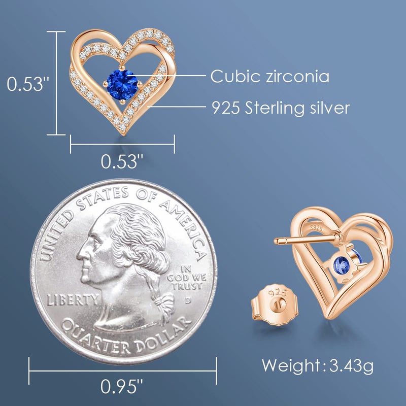 CDE Forever Love Heart Stud Earrings for Women, 925 Sterling Silver Birthstone Heart Stud Earrings Christmas Day Mother's Day Gift Anniversary Birthday Jewelry Gifts for Women Wife Her - Image 5