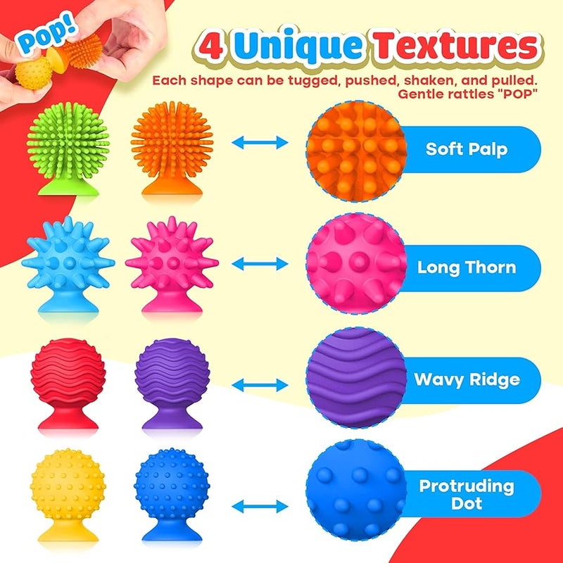 SMALL FISH Sensory Fidget Toys Kids Adults: Qquiet Textured Suction Cup Toys for Kids with Autism- Squishy Sensory Toys for Classroom Bath- 8 Pack Calm Down Corner Supplies for Teens- Travel Gifts for Students - Image 5