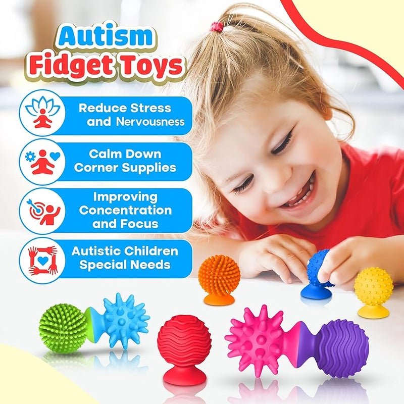 SMALL FISH Sensory Fidget Toys Kids Adults: Qquiet Textured Suction Cup Toys for Kids with Autism- Squishy Sensory Toys for Classroom Bath- 8 Pack Calm Down Corner Supplies for Teens- Travel Gifts for Students - Image 3
