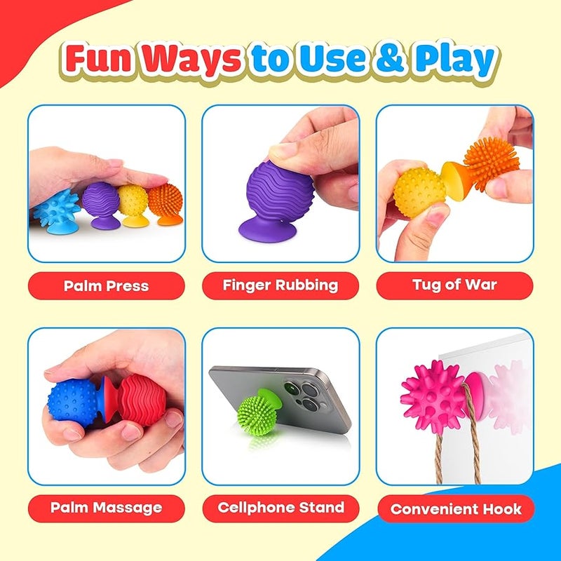 SMALL FISH Sensory Fidget Toys Kids Adults: Qquiet Textured Suction Cup Toys for Kids with Autism- Squishy Sensory Toys for Classroom Bath- 8 Pack Calm Down Corner Supplies for Teens- Travel Gifts for Students - Image 2