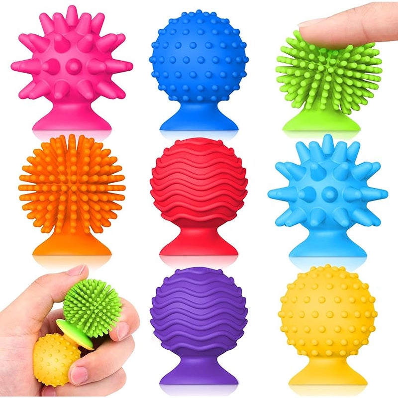 SMALL FISH Sensory Fidget Toys Kids Adults: Qquiet Textured Suction Cup Toys for Kids with Autism- Squishy Sensory Toys for Classroom Bath- 8 Pack Calm Down Corner Supplies for Teens- Travel Gifts for Students - Image 1