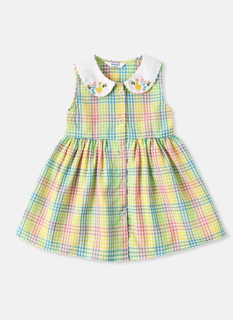 نوتيناتي Nautinati Girls’ Cotton Peter Pan Collar Gingham Checked Dress