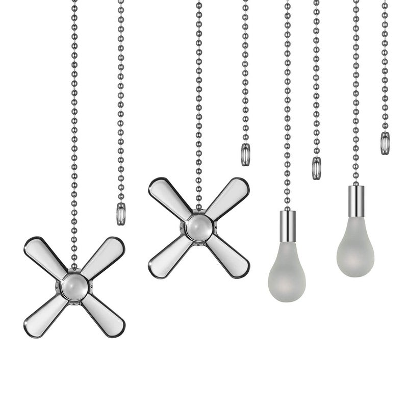 EIFHYT EIFHYT 12 inch Ceiling Fan Pull Chain with Decorative 3 mm Frosted Light Bulb and Fan Cord Extender Chains for Mounted Ceiling Fans and Light Fixtures Nickel 
